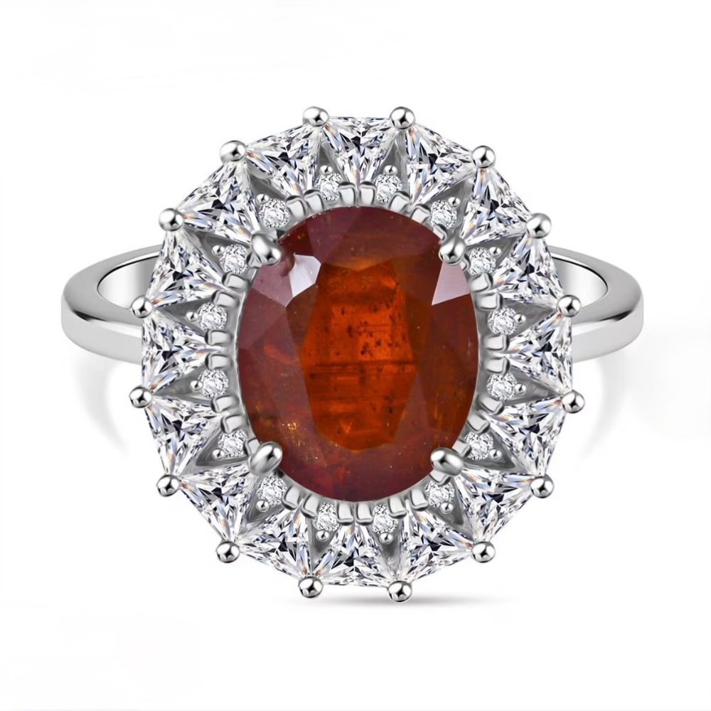 Tangerine Kyanite White Topaz Midnight Radiance Halo Ring Sz 10